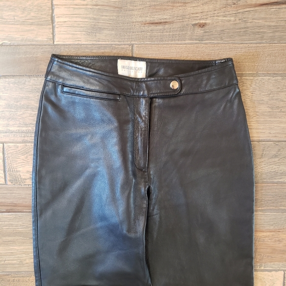 Hugo Buscati Soft Supple Leather Black Pants 6 - Picture 4 of 16